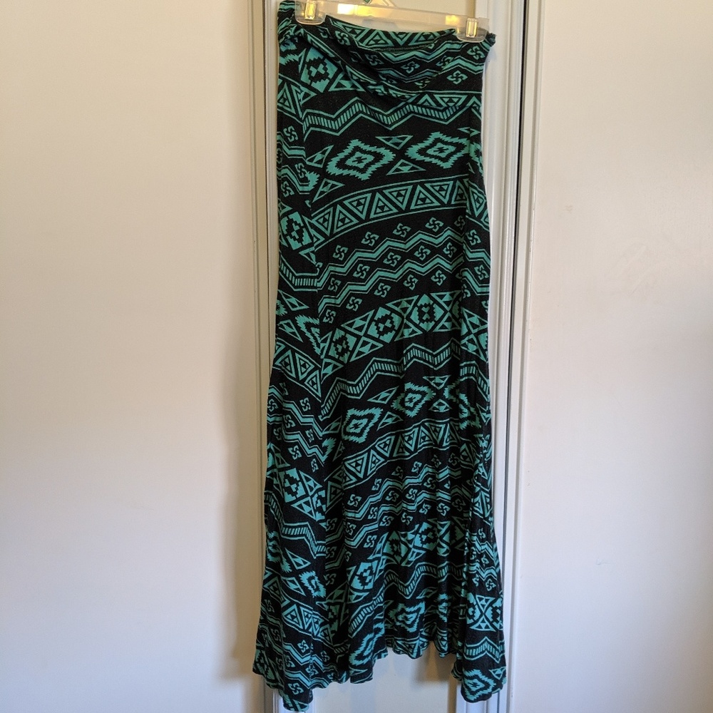 Teal and black maxi skirt